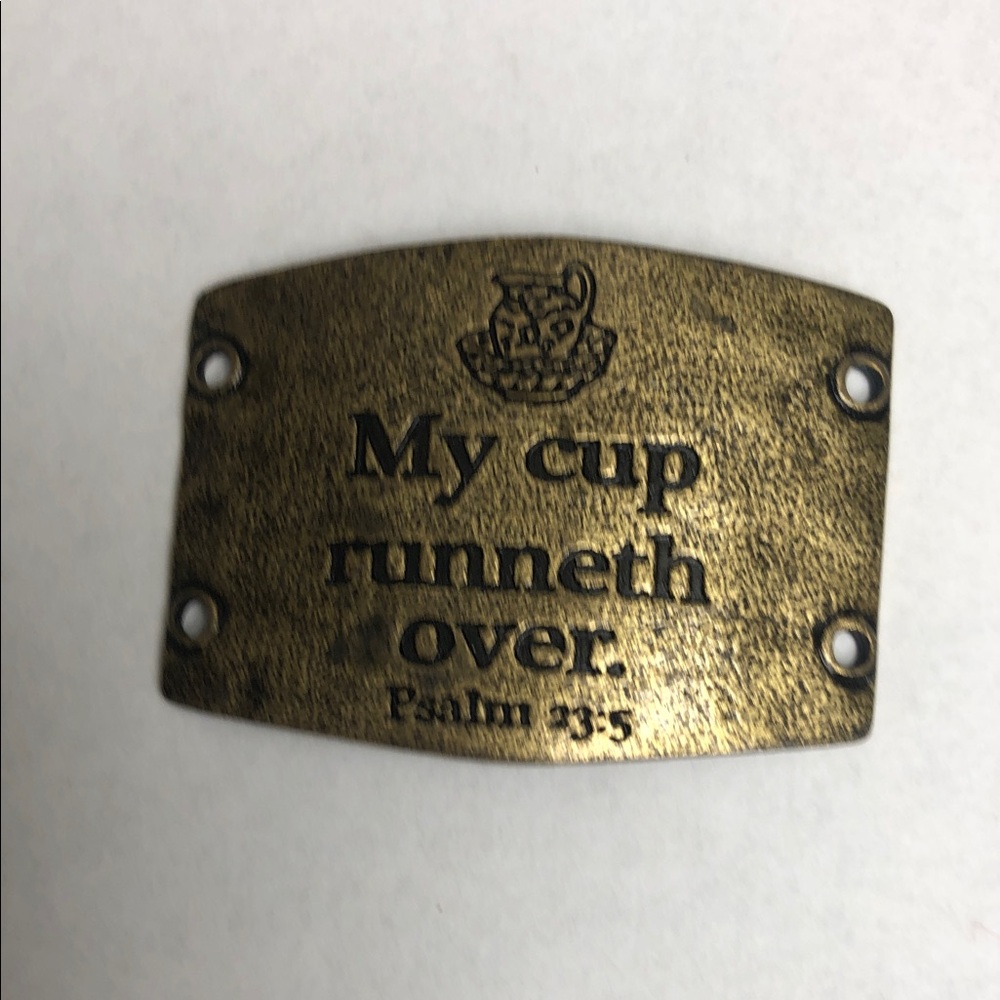 Vintage Brass Tone "My Cup Runneth Over"  Lenny and Eva sediments plate